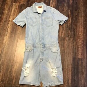 ASOS Denim Distressed Romper Size 34 Waist